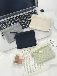 1 chiếc ví mini lưới hai lớp tối giản, ví đựng tiền xu đa năng dung tích lớn, túi đựng mỹ phẩm, túi đựng cáp, tai nghe, vật dụng nhỏ, chìa khóa. - Nhiều màu - Xem 2
