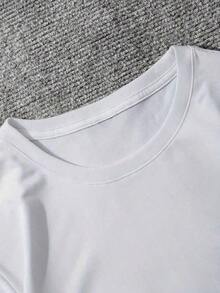 Women's Fashion Graphic Print Short Sleeve T-Shirt, Men's T-Shirts, Men's Stylish Shirt, Minimalist Style Sweatshirt, Men's Clothing, Comfortable, Soft And Simple Short Sleeve Top For Everyday Wear. - 白色 - 查看 3