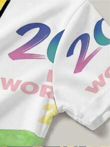 FIFA-2026 World Cup Trophy Print Vibrant Watercolor Women's Short-Sleeve V-Neck Top, Made Of Soft Polyester Fabric, Available In Various Sizes And Mixed Colors, Comfortable Casual T-Shirt Suitable For Daily Wear And Sports Events - Màu hỗn hợp - Xem 5