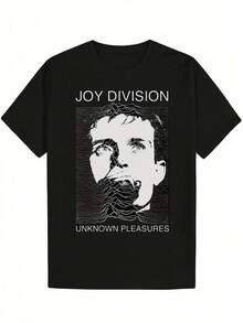 New Arrivals Summer 2026 Joy Division <Unknown Pleasures="">Men's Printed T-Shirt - Vintage Style Tee Featuring Iconic Album Cover Designs, Abstract Male Face And Line Art, Black And White Print, Regular Fit, Casual Crew Neck, Short Sleeve, Machine Washable, Music-Themed Tee, Suitable For Home, Daily Wear, Parties And Travel - Perfect As A Gift For Friends Or Family.</Unknown> - 黑色 - 查看 6