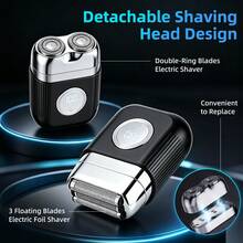 Hailicare Máy cạo râu điện dành cho nam, 2 đầu cạo thay thế từ tính, máy cạo râu mini cầm tay, màn hình LED, máy tỉa râu, cạo râu và mặt khô & ướt. - màu đen - Xem 4