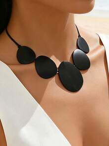 1pc Fashionable Exaggerated Geometric Asymmetrical Multi-Shape Spliced Choker Necklace - Multicolor - View 15