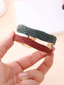 1 chiếc vòng tay hở bằng sợi raffia dệt hai tông màu kiểu Maillard, chất liệu kim loại, phong cách nghỉ dưỡng, thiết kế độc đáo, phụ kiện đa năng kiểu Pháp, phù hợp cho kỳ nghỉ biển, dã ngoại mùa thu, lễ hội âm nhạc, phong cách Boho, chụp ảnh du lịch cùng bạn gái, tạo vẻ ngoài Maillard mùa thu/đông, trang phục nghỉ mát thường ngày, phối hợp hoàn hảo cho buổi hẹn hò. - Nhiều màu - Xem 8