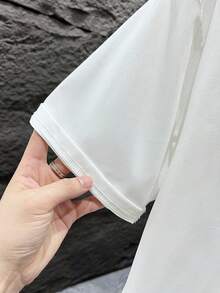 Fashionable Loose Cropped T-Shirt, Summer Casual Solid Color Top, Machine Washable, Soft And Comfortable Fabric - White - View 8