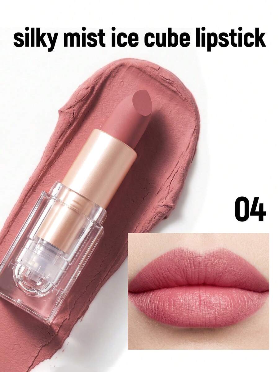 HANDAIYAN Matte Velvet Finish Crystal Square Tube Lipstick, Nude Bean Sand Shade Lip Gloss, Long Lasting Non-Transfer Lip Liner, Cosmetics, Face Paint For Women, Ideal For Y2K Fancy Fashion Looks, Matte Long Lasting Lip Gloss For Daily & Party Makeup - 604# - 查看 1