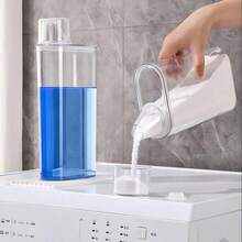 1pc Sealed Laundry Detergent Container With Measuring Cup - Multifunctional Plastic Jar For Storing And Leak-Proof Dispensing Fabric Softener Powder - Multicolor - View 3