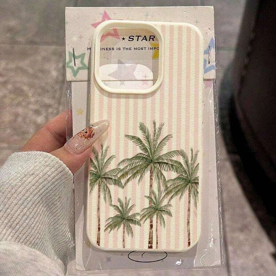Fashionable Printed Cell Phone Case 20261pc, Vacation Style, TPU Material, Summer Coconut Tree Design, Compatible With Phones, Spring Gift, International Version, Not The National Version - White 7 - View 1