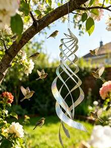 8pcs/Set Holographic Reflective Bird Repellent Spiral Deterrent, 360° Rotating Bird Scare Device, Suitable For Garden, Patio, Farm, Orchard Outdoor Decoration, Prevent Birds From Approaching - A - View 3
