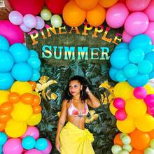 107pcs Summer Tropical Balloon Arch Garland Kit, Colorful Colorful Pink Green Blue Yellow Orange Balloon Garland Kit With Hawaii Balloons For Hawaiian Luau Aloha Birthday Babyshower Pool Party Decorations - View 4