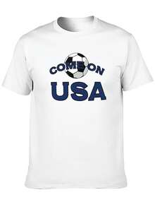 USMNT 2026 World Cup Cotton T-Shirt | 180gsm Premium Cotton, Moisture-Wicking Fabric | Uncle Sam's Team Unisex Casual Short Sleeve Tee For Men & Women, Year-Round Comfort, Machine Washable, Ideal Gift For USA Football Supporters - White - View 3
