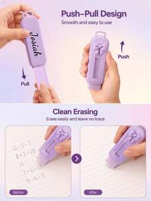[Customized]1pc Push-Pull Eraser Set, Cute Bow-Shaped Eraser, Made Of Durable ABS Material, Push-Pull Design, Macaron Color Scheme, Suitable For Office And School Use, Back To School, Graduation Season, Etc., Personalized Gift For Friends And Family.,Back To School - Multicolor - View 6