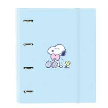 Safta | Folio Folder Snoopy Love 4 Round Rings 35 Mm With A4 Refill 100 Graph Paper Sheets 5x5, Hard Covered, Elastic Closure, Interior Dividers, 80 G/M² - File - View 1