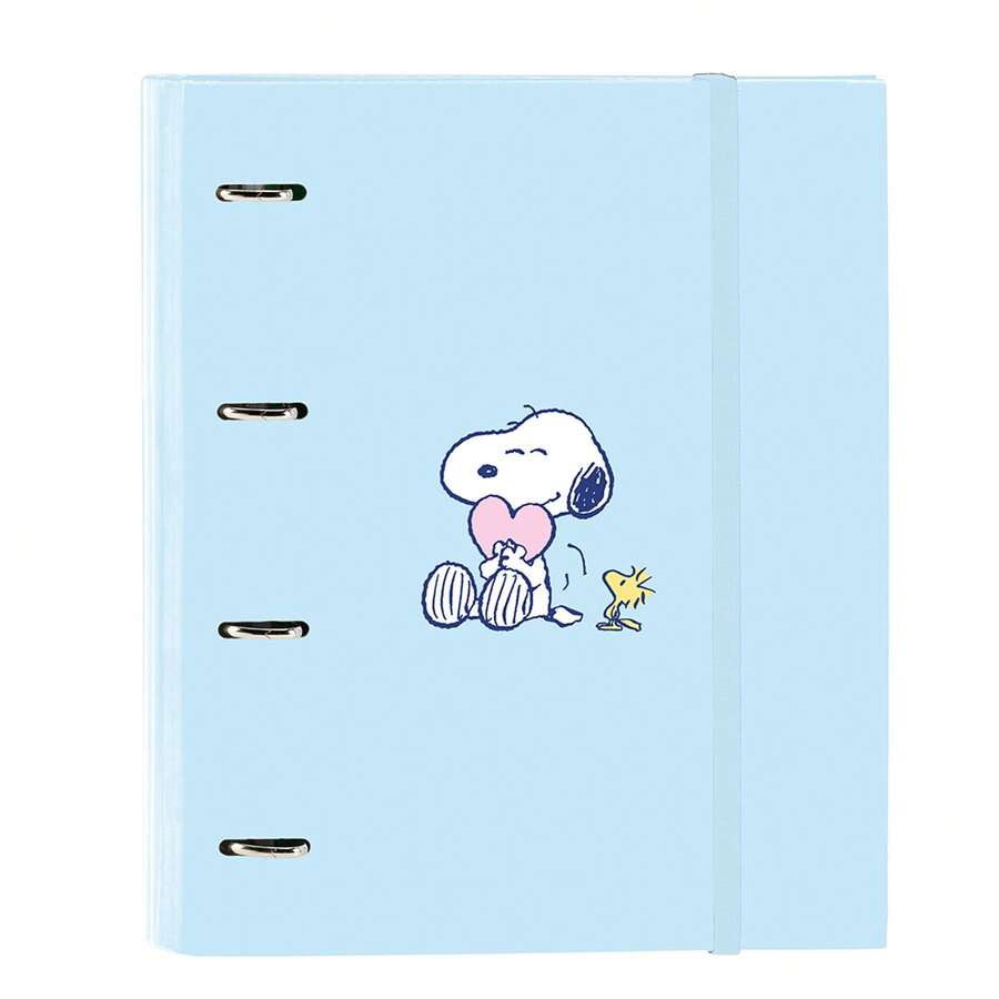 Safta | Folio Folder Snoopy Love 4 Round Rings 35 Mm With A4 Refill 100 Graph Paper Sheets 5x5, Hard Covered, Elastic Closure, Interior Dividers, 80 G/M² - File - View 1