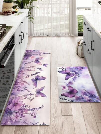 1pc Flower Butterfly Style Kitchen Floor Mat Set, Made Of Diatomite, Water And Oil Absorption, Anti-Slip, Anti-Fouling And Quick Drying. Very Suitable For Bathroom, Corridor, Porch, Interior And Room Decoration, Kitchen, Dining Room, Small Office/Home Office, Laundry Room, Home And Room Decoration.