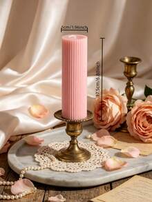 1pc, 1.97 Inch Diameter, Handmade Large Ripple Soy Wax Candle, Height 1.97–7.87 Inch, Suitable For Home Decor, Wedding, Room, Birthday, Valentine's Day, Halloween, Christmas, Party Supplies, Table Atmosphere, Baby Shower, Women's Gift (Pink) - Pink Column Wax - View 9