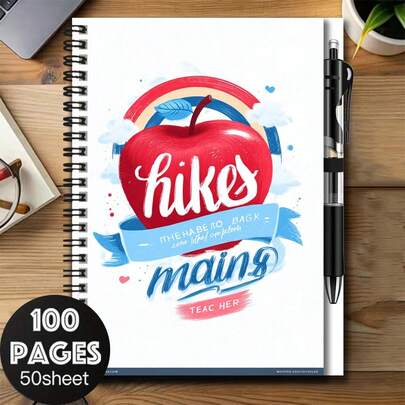 Bộ 1 sổ tay lò xo họa tiết quả táo cầu vồng kèm bút, 100 trang, dung lượng lớn, phù hợp để ghi chép công việc, học tập, lên kế hoạch hàng ngày, v.v. Thiết kế tinh tế, viết trơn tru, món quà ý nghĩa cho lễ tốt nghiệp, sinh nhật và các dịp khác, cũng là lựa chọn chất lượng cho nhật ký và ghi chú.