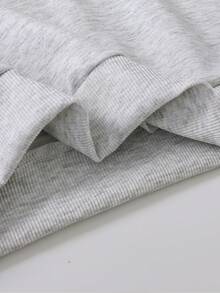2pcs/Set Girls Minimalist Letter Print Loose Long Sleeve Crew Neck Sweatshirt + Sweatpants Set, Solid Color Crew Neck Sweatshirt, Suitable For Daily Wear, School, Music Festivals, Vacations, Commuting. - Grey - View 5