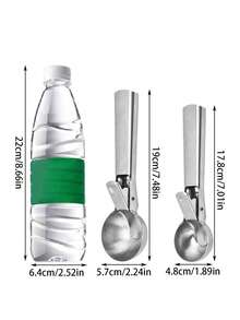 1 Peça Colher de Sorvete de Aço Inoxidável de Uso Duplo, Colher de Sorvete Multifuncional, Com Gatilho e Cabo Confortável, Pode Ser Limpa na Máquina de Lavar Louça, Adequada para Sorvete, Iogurte Congelado, Sundae, Frutas, Bolo, Bolinhos de Arroz e Carne, Utensílios de Cozinha - Multicolorido - Visão 11