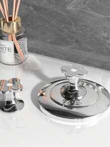 1Pc Flower-Shaped Toilet Button, Elegant Design. Easy To Press, Protects Long Nails, Simple To Install For Bathroom Use. - Flower-shaped Toilet Push Button - View 3