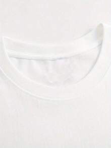 [Fashionable Letter Print T-Shirt] Women's Round Neck T-Shirt, Comfortable And Breathable, With Letter And Cartoon Print | Simple Design, Suitable For Everyday Leisure And Versatile, Showing A Natural And Elegant Style, A Must-Have For Summer Parties, Local Delivery, Daily Use. - 白色 - 查看 4