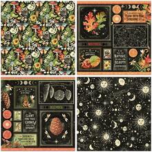 12 Stücke Blumen- und Blattmuster Scrapbooking Papier, DIY Bastelmaterial für Lesezeichen, Tagebücher, Fotoalben, Grußkarten, Planer Dekoration, geeignet für Halloween, Weihnachten, Valentinstag, Ostern - Quadrat - Übersicht 9