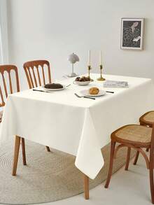 1pc Flat Rectangular Tablecloth - Stain Resistant & Wrinkle-Free Polyester Tablecloth, 150 X 259cm (Approx. 59 X 102 Inches) Suitable For Kitchen, Dining, Party, Wedding Indoor And Outdoor Use (Ivory White) - Ivory White - View 3