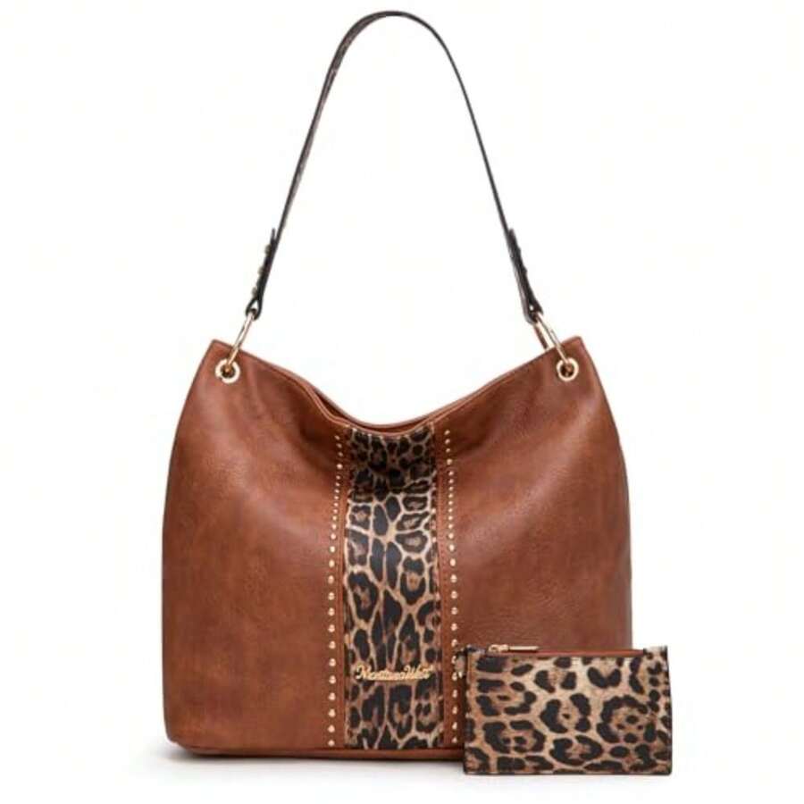 Hobo Bag For Ladies Shoulder Handbags With Back Pocket Purses, With Zipper, Purses, With Zipper - Z-brown Leopard - View 1