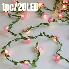 20 Luzes de Vinha de Sakura LED, Galhos Flexíveis, Alimentado por USB, 8 Modos de Iluminação, Adequado para Quarto, Festa de Casamento, Feriado e Decoração DIY - Lanterna de glicínia com flor de cerejeira - Visão 11