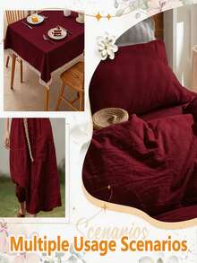 1 lembar Kain Bernapas Mirip Linen Alami, Cocok untuk Taplak Meja, Bantal Sofa, dan Kerajinan Pakaian DIY - abu-abu gelap - View 5