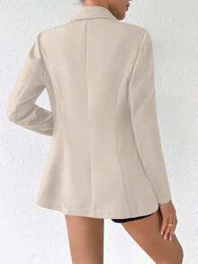 MEXChiquease Blazer Para Mujeres, Solapas Con Cuello Y Un Solo Botón Con Manga LargaMEX YC59 - Albaricoque - Ver 2