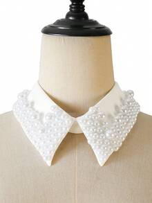 1pc Exquisite Faux Pearl Decorated Detachable Collar, Versatile Accessory For Blouses, Dresses And Other Garments - Multicolor - View 6