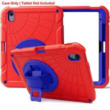 1 pieza Funda protectora compatible con iPad de 10.ª/9.ª/8.ª/7.ª/6.ª/5.ª generación de 11"/10.9"/10.2"/9.7"/8.3"/7.9", Funda protectora para tablet iPad de 10.ª generación de 10.9" con ranura para lápiz, asa giratoria de 360° y soporte, compatible con iPad Mini 6, Mini 7, 8.3", iPad Pro 11", iPad Air 2/Pro/5/6, 9.7", iPad 7.ª/8.ª/9.ª generación 10.2", iPad (A16) 11" 11.ª generación 2025, iPad 11(A16 2025) (Rojo+Azul) - (Rojo y azul) + correa de hombro azul - Ver 27