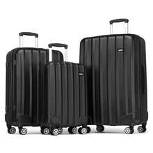 Cabin Luggage Carry On Suitcase 19 24 28 Inch ABS Hardshell TSA Lock 360 Spinner Wheels Lightweight 3 Piece Set Hand Check In Travel Unisex Sizes - Black - View 12