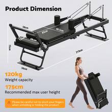 Pilates Reformer Machine, Foldable Pilates Equipment For Home-Yoga Exercise With 5 Resistance Cords, Full Body Home Gym Workout Bed For Core Training & Toning - 黑色 - 查看 3