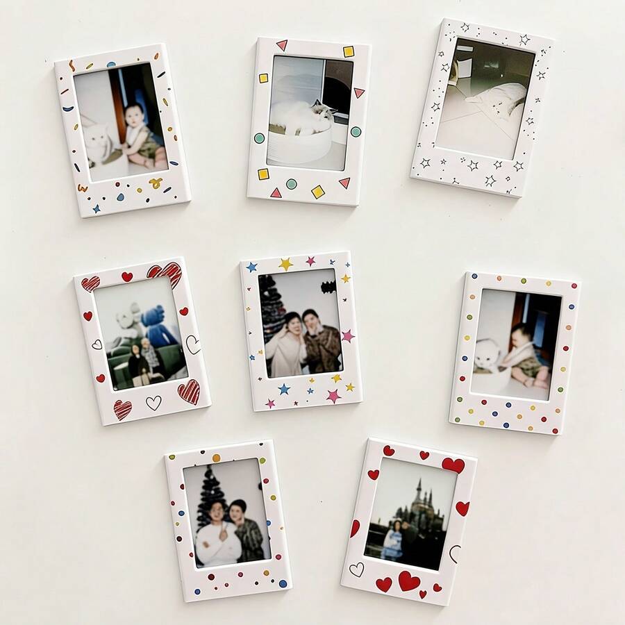 10/5/2 Packs 3 Inch Magnetic Photo Frames, Mini Fridge Magnet Picture Frame, Desktop Tabletop Display, Father's Day Gift Summer Home Decor European Travel Memory Rustic Boho Keepsake - Multicolor - View 1