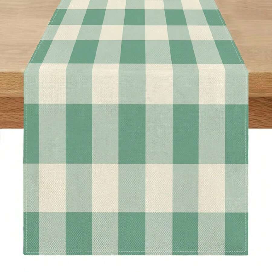 1pc Nordic Farmhouse Style Patterned Table Runner, Rectangular Decor Suitable For Dining Table, Coffee Table, Sideboard, TV Stand, Vanity, Nightstand, Applicable For Weddings, Afternoon Tea, Birthday Parties And Various Holiday Gatherings - Multicolor - View 1