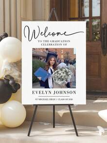 Cartel de Bienvenida de Graduación Personalizado con Foto Personalizada, Nombre, Escuela y Año de Graduación - Cartel de Fiesta de Graduación Personalizado para Graduado 2026, Decoración de Graduación - Multicolor - Ver 11