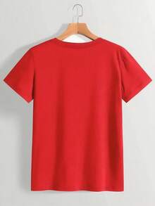 Men's Short-Sleeved T-Shirt, Casual Sporty Style, With Modern Prints, Stretchy And Comfortable, Suitable For Sports, Travel And Everyday Leisure Time - Regular Fit, Round Neck, Knit Fabric, Printed T-Shirt, Comfortable Fit, Plus Size. - 紅色 - 查看 2