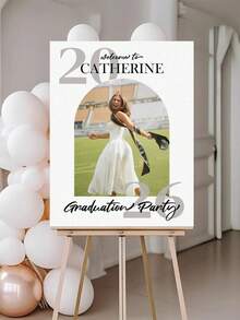 Cartel de Bienvenida de Graduación Personalizado con Foto, Nombre, Escuela y Año de Graduación Personalizados - Cartel de Fiesta de Graduación Personalizado para Graduado 2026, Decoración de Graduación - Multicolor - Ver 5