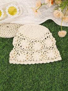 1 chiếc mũ len móc phong cách Bohemian đính ngọc trai tua rua, mũ chống nắng tết bện quấn đầu đi du lịch, phụ kiện trang phục đi biển - Nhiều màu - Xem 12