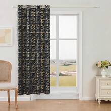 1 pieza/2 piezas Cortinas opacas/Cortinas con estampado de mármol/Diseño con ojales en la parte superior/Múltiples colores y tamaños disponibles/Cortinas 100% opacas/Protección de privacidad/Bloquean la luz solar y oscurecen la habitación/Sala de estar, dormitorio, estudio/Cortinas para fiestas/Cortinas negras - Negro - Ver 16