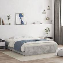 vidaXL Bed Frame, Bed Base With Slatted Base, Guest Bed With Drawers, Single Bed, Bedroom Bed, Bedroom Furniture, Concrete Grey 90x200cm, Wood-Based Material - Concrete Dust - View 13