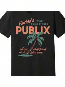 Vintage Publix Florida's Finest Food Stores T-Shirt, Men's Funny Premium Short Sleeve T-Shirt, AA Black Graphic Tee Collection - 黑色 - 查看 1