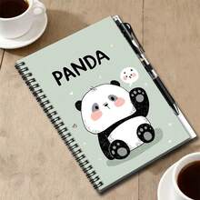 1 Set Cute Cartoon Panda Spiral Notebook Set, Includes Pen, 100 Pages (50 Sheets). Beautifully Designed, Adorable Pattern. Helpful For Work, Study, Diary, Daily Planning, Notes. Ideal Gift For Birthday, Graduation, Adds Fun And Convenience To Life! - F - View 6