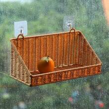 Woven Basket, Multipurpose Rustic Large Capacity Hanging Wall Basket Kitchen Organizer - 深卡其色 - 查看 2
