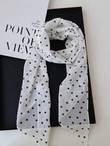French Casual Style Long Scarf, High-End Coffee Color Polka Dot Pattern, Versatile Thin Ladies Accessory In Korean Style - Multicolor - View 6