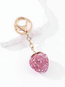 1 pieza colgante de fresa grande con strass, macaron multicolor con strass en forma de fresa, diseño de lujo brillante, accesorio versátil para bolso, regalo pequeño exquisito para mejor amigo - Multicolor - Ver 6
