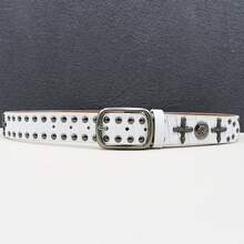 Thắt lưng kim loại phong cách Gothic Y2K Punk Rock thủ công, họa tiết vảy rắn bạc, dây thắt lưng đính đinh tán, thắt lưng Goth với hình đầu lâu và thánh giá, dành cho nam và nữ. - Nhiều màu - Xem 7