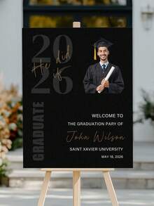 Cartel de Bienvenida de Graduación Personalizado con Foto Personalizada, Nombre, Escuela y Año de Graduación - Cartel de Fiesta de Graduación Personalizado para Graduado 2026, Decoración de Graduación - Multicolor - Ver 9