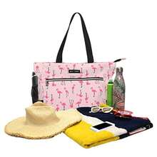 - Bolsa de playa con cierre de 15.6 pulgadas, ligera, grande, duradera de poliéster con bolsillos laterales de malla para el gimnasio y el trabajo - Colibrí Floral - Ver 8